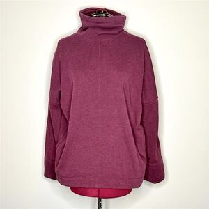 ATHLETA Cozy Karma Funnel Neck Plush Lined Sweatshirt Purple-Burgundy Size M